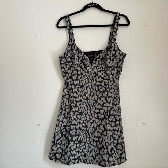 Free People Leopard Sleeveless mini dress size 12 - Picture 3 of 10